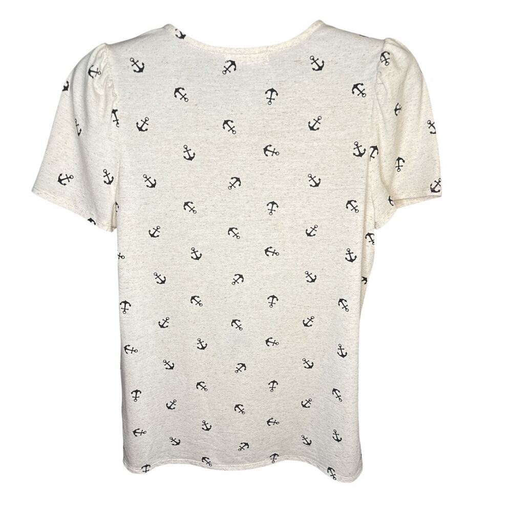 89th + Madison Nautical Lace-Up Anchor Print Tee Short Sleeve Top Size M NWT - Picture 2 of 8